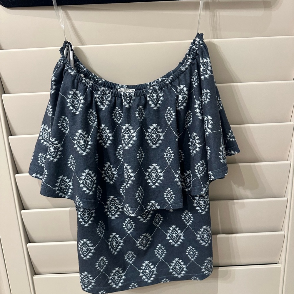 Free People Blue and White Patterned Tank Top